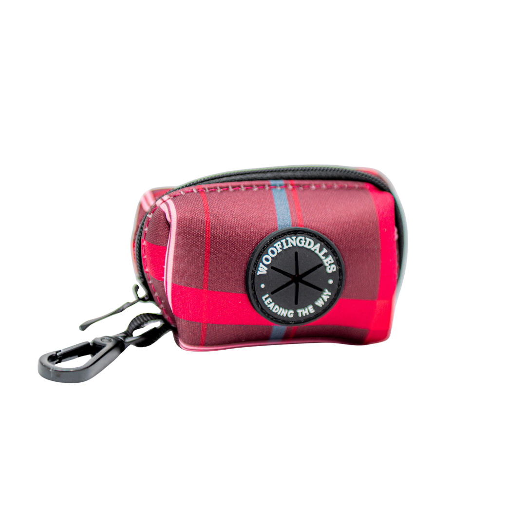Burgundy Plaid Poop Bag Holder