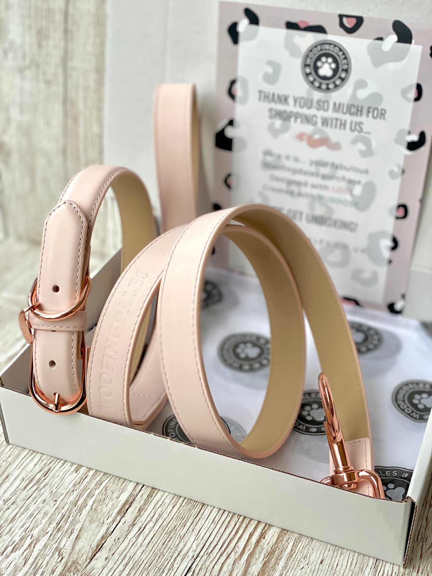 Luxury Leather Dog Lead - Pink