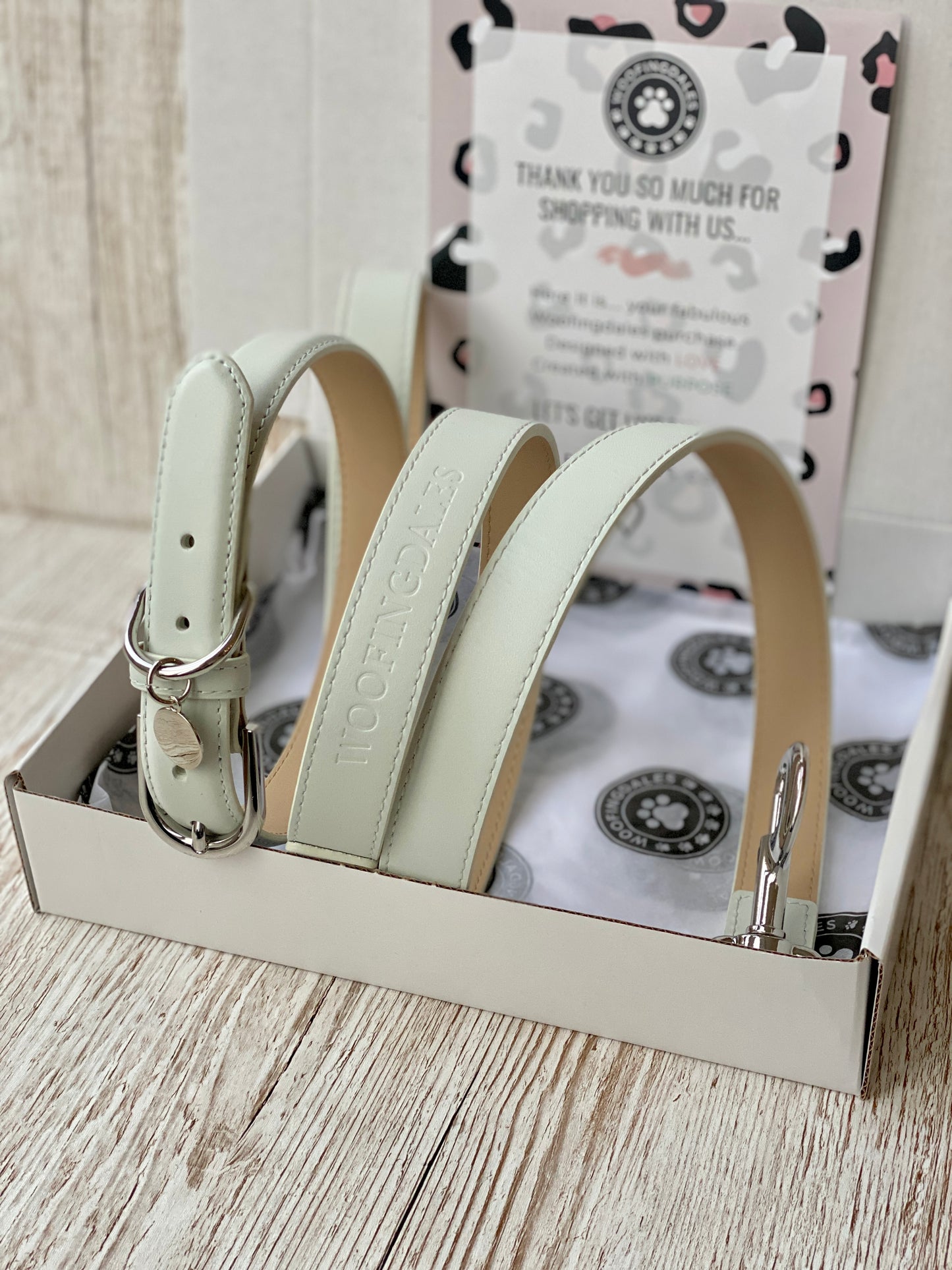 Luxury Leather Dog Lead - Grey