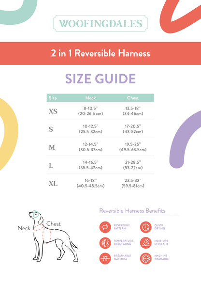 Woofingdales Poster - Size Guide for 2-in-1 Reversible Harness