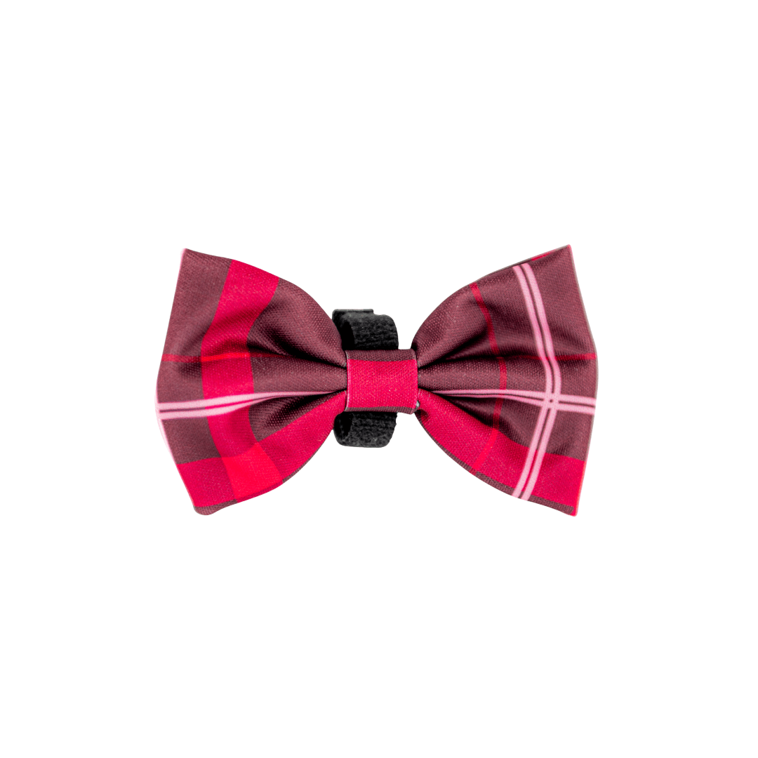 Peak Paws Bow - Mulberry Plaid - Woofingdales.co.uk