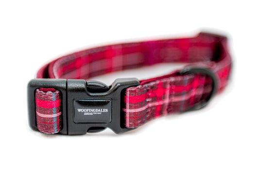 Peak Paws Collar - Mulberry Plaid - Woofingdales.co.uk