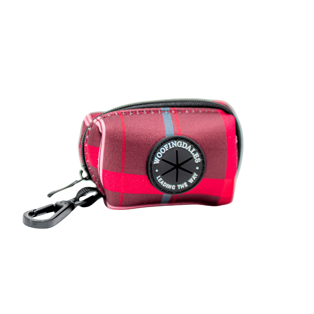 Peak Paws Poop Bag Holder - Mulberry Plaid - Woofingdales.co.uk