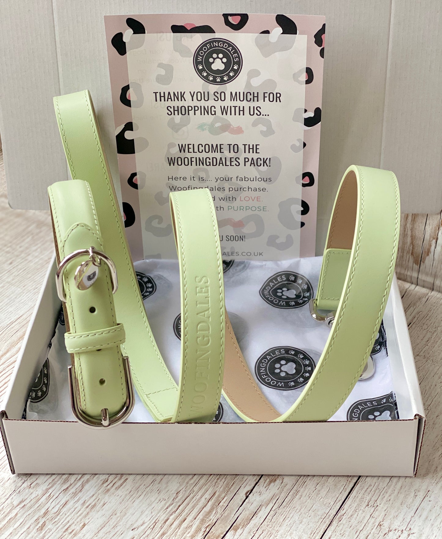 Luxury Leather Dog Lead - Green