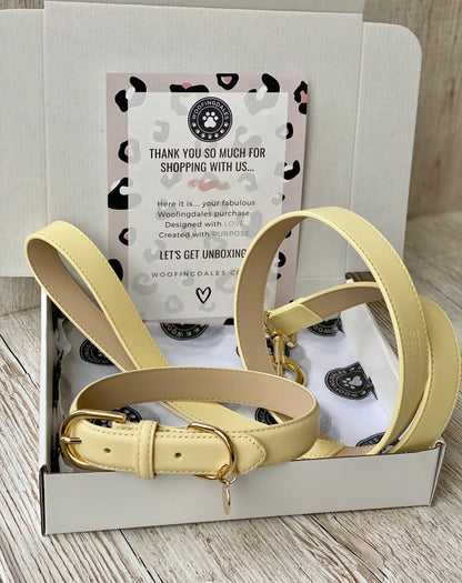 Luxury Leather Dog Lead - Yellow