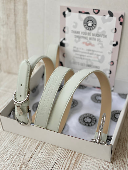 Luxury Leather Dog Lead - Grey