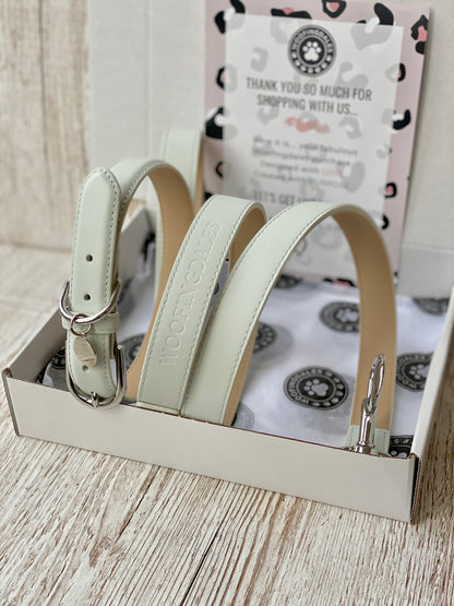 Luxury Leather Dog Lead - Grey