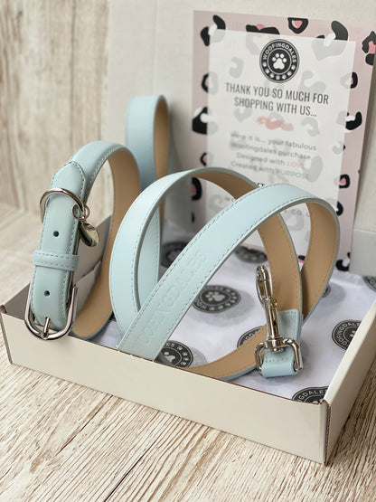 Luxury Leather Dog Lead - Harbour Blue