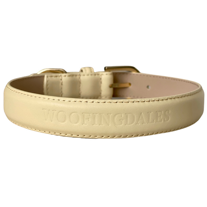 Luxury Leather Dog Collar - Yellow