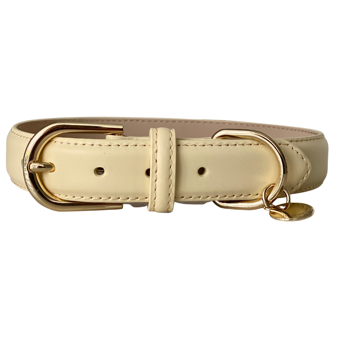 Luxury Leather Dog Collar - Yellow