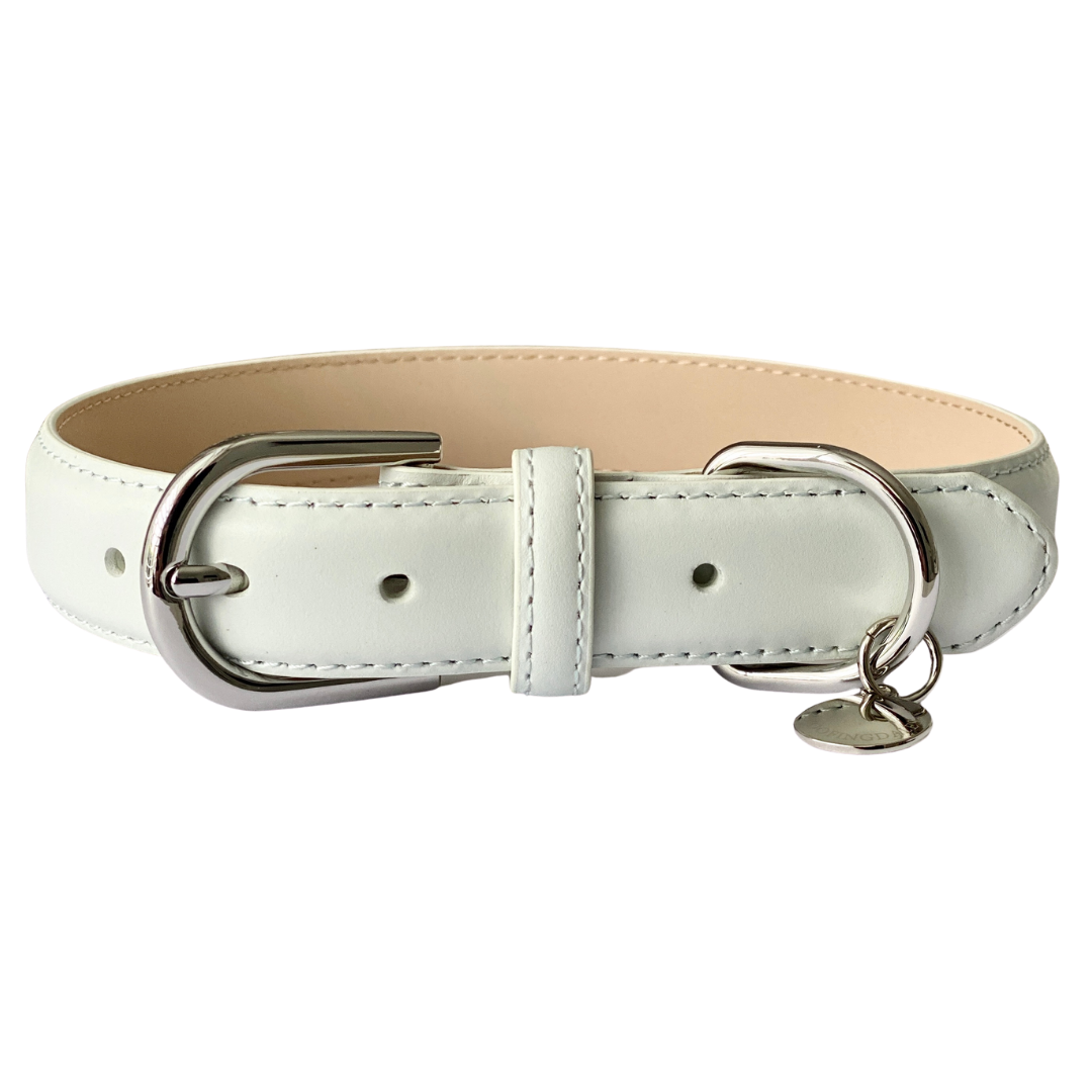 Luxury Leather Dog Collar - Grey