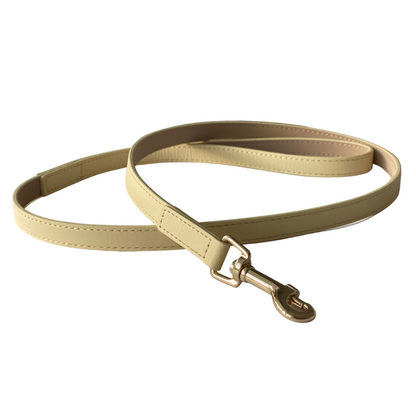 Luxury Leather Dog Lead - Yellow